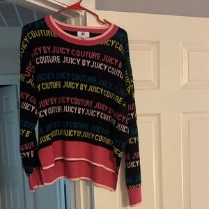 Juicy Couture Black and Pink Logo Sweater size xl